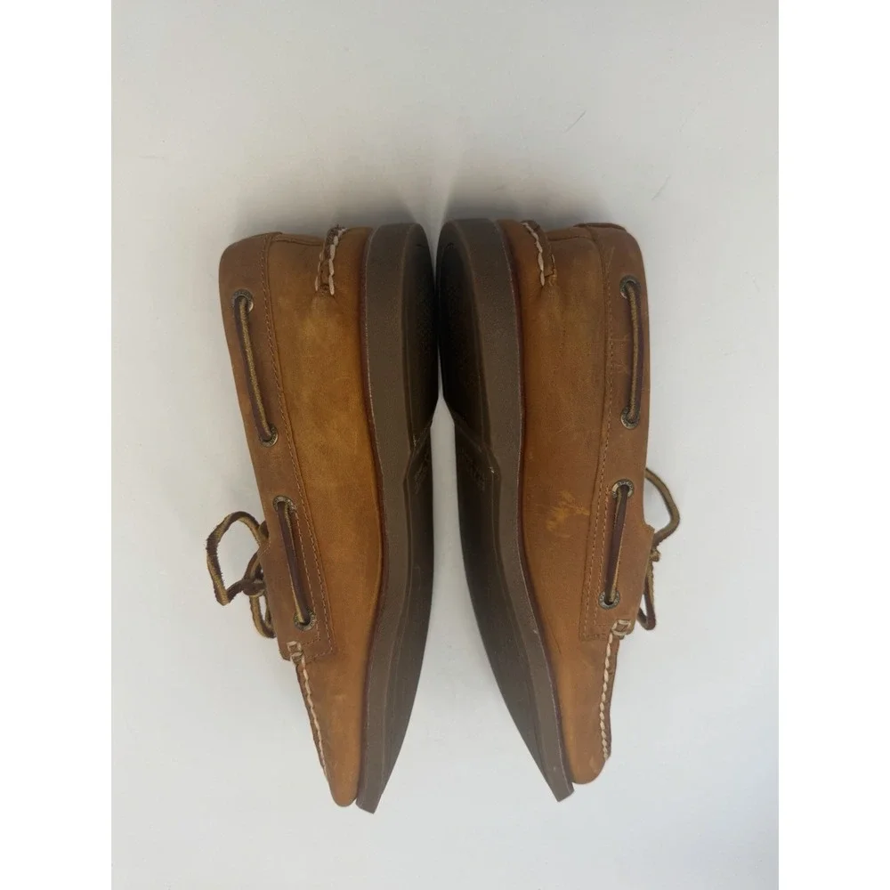 Sperry Gold Cup Men's 9 M Tan Leather Boat Shoes 2 Eye Deck Loafers Moc Toe